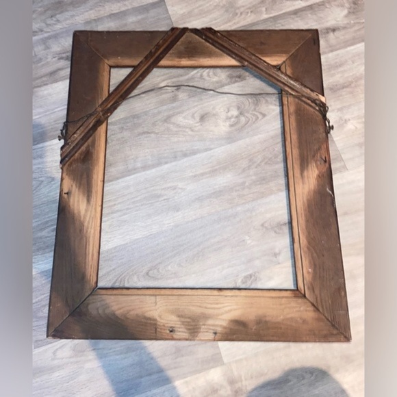 Home Antique Vintage wall mounted‎ metal wire Wood Frame no glass walnut tone - Picture 10 of 16